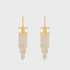 CELINE CRYSTAL TRIOPMPHE Fringe Drop Earrings
